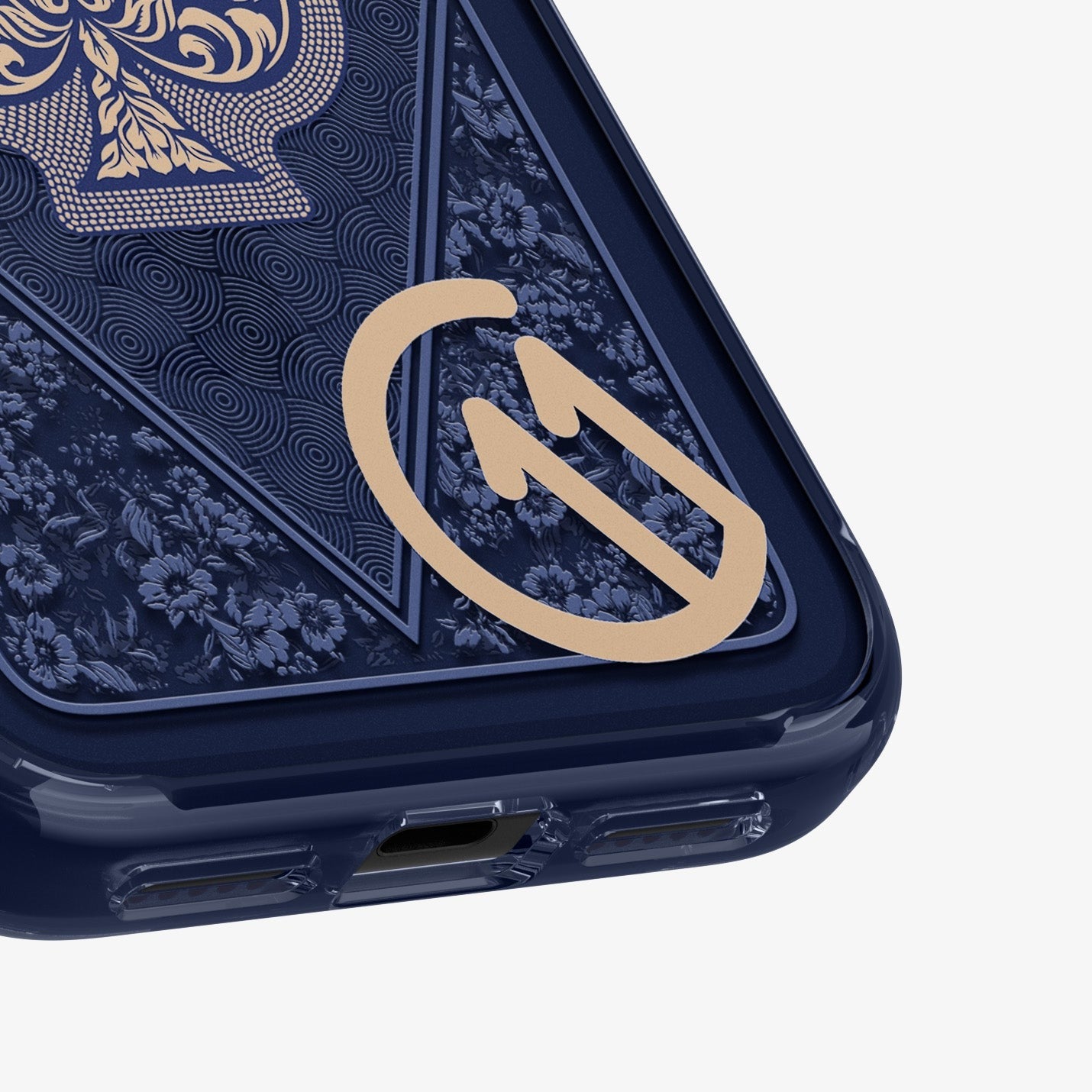 Handyhülle für iPhone 17 Pro, Spigen Ultra Hybrid T Mag (CC) mit MagSafe, Dunkelblau-Gemustert (C11 Fearless)