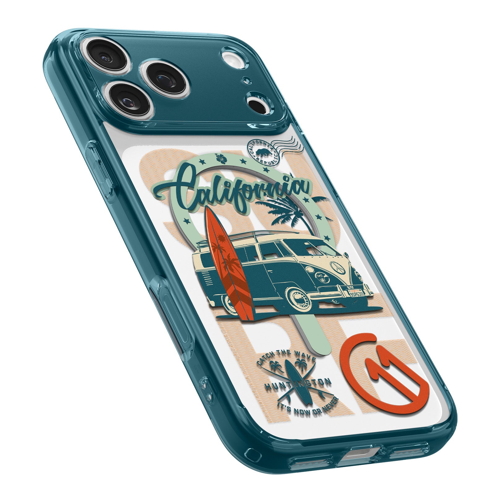 Handyhülle für iPhone 17 Pro, Spigen Ultra Hybrid T Mag (CC) mit MagSafe, Türkis-Gemustert (C11 Huntington)