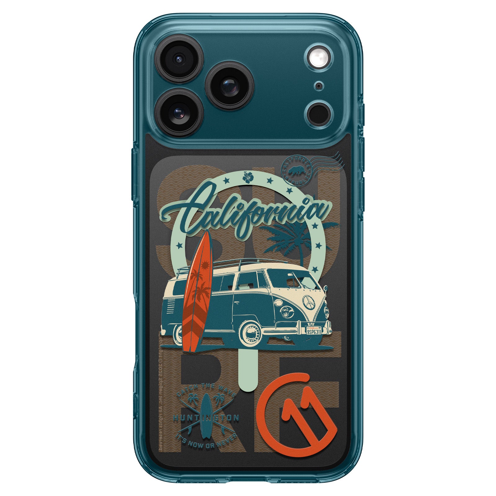Handyhülle für iPhone 17 Pro, Spigen Ultra Hybrid T Mag (CC) mit MagSafe, Türkis-Gemustert (C11 Huntington)