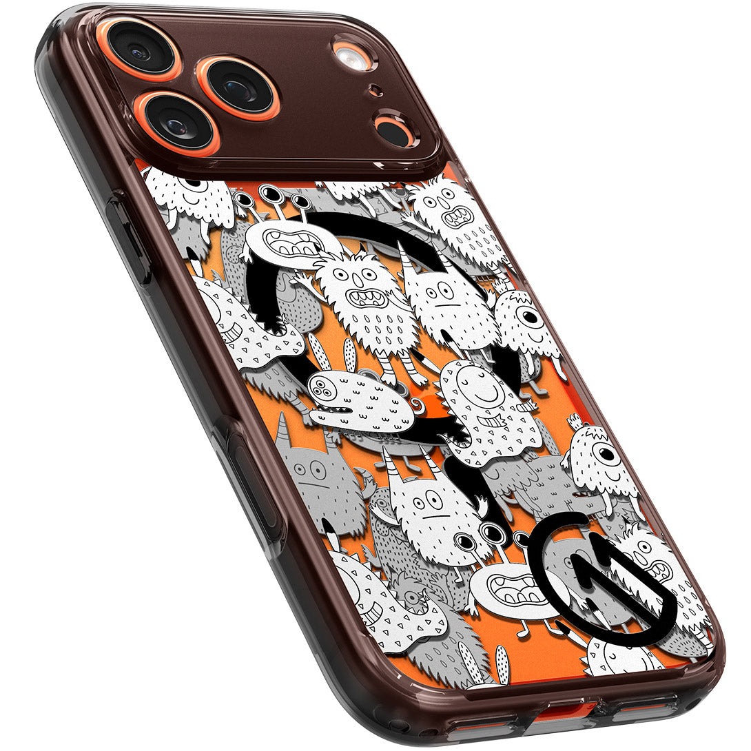 Handyhülle für iPhone 17 Pro, Spigen Ultra Hybrid T Mag (CC) mit MagSafe, Grau-Gemustert (C11 Inkverse)