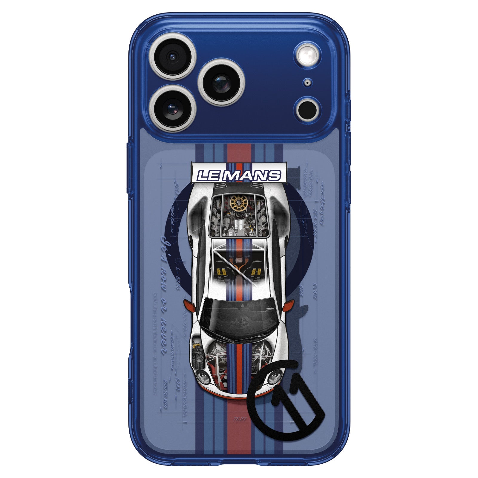 Handyhülle für iPhone 17 Pro, Spigen Ultra Hybrid T Mag (CC) mit MagSafe, Dunkelblau-Gemustert (C11 Le Mans)