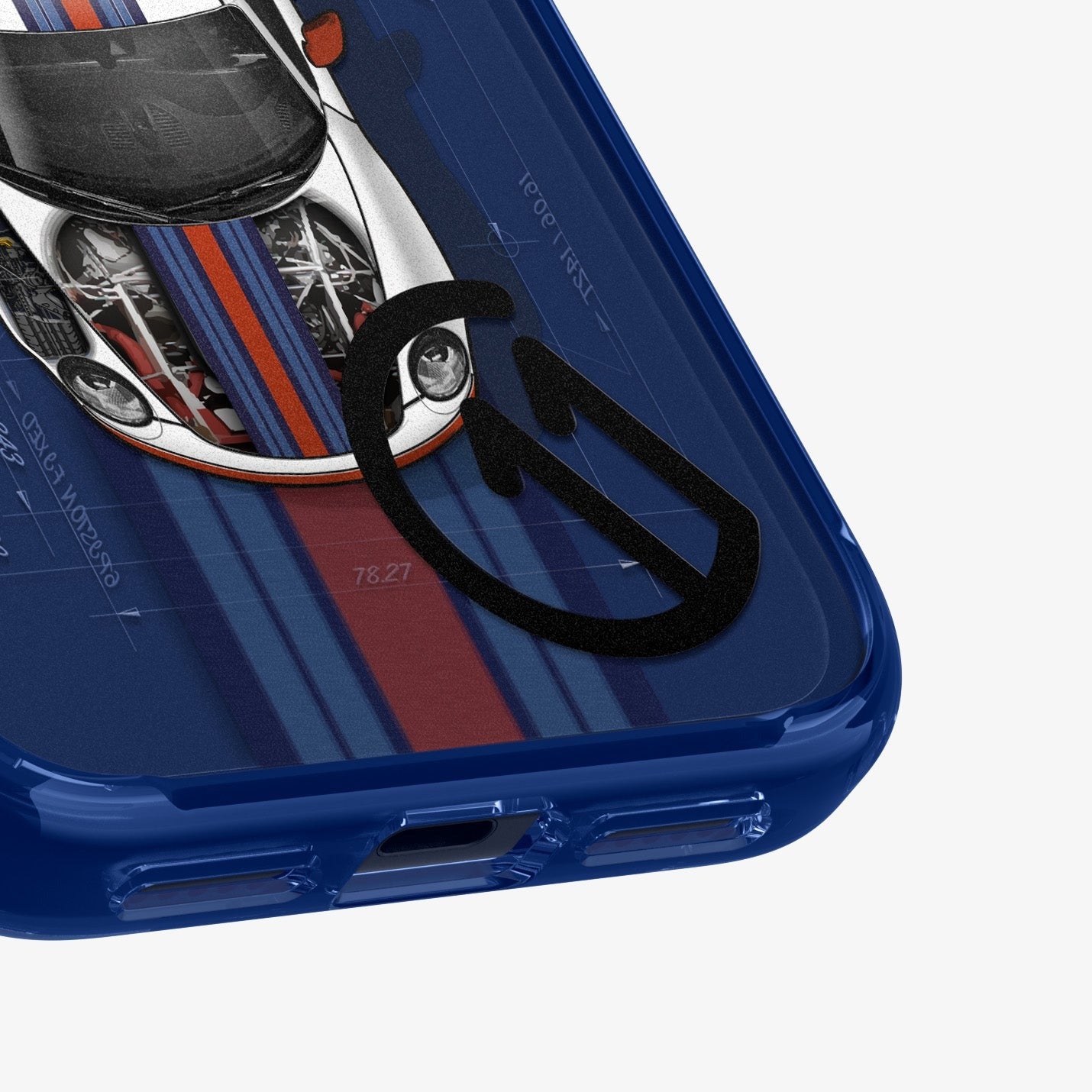 Handyhülle für iPhone 17 Pro, Spigen Ultra Hybrid T Mag (CC) mit MagSafe, Dunkelblau-Gemustert (C11 Le Mans)