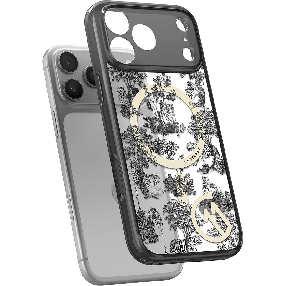 Handyhülle für iPhone 17 Pro, Spigen Ultra Hybrid T Mag (CC) mit MagSafe, Transparent-Gemustert (C11 Nocturne)
