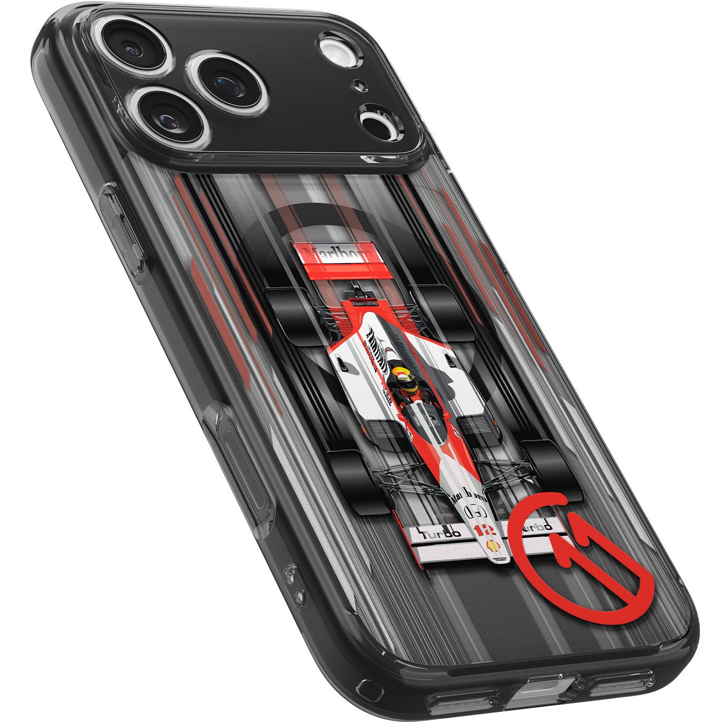 Handyhülle für iPhone 17 Pro, Spigen Ultra Hybrid T Mag (CC) mit MagSafe, Grau-Gemustert (C11 Turbo)