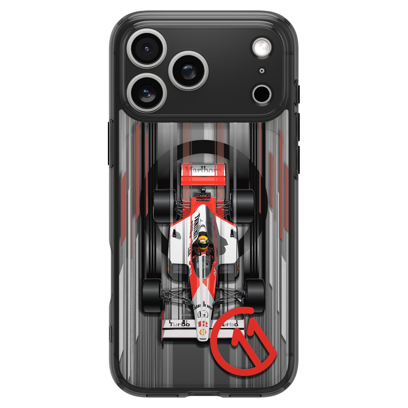 Handyhülle für iPhone 17 Pro, Spigen Ultra Hybrid T Mag (CC) mit MagSafe, Grau-Gemustert (C11 Turbo)