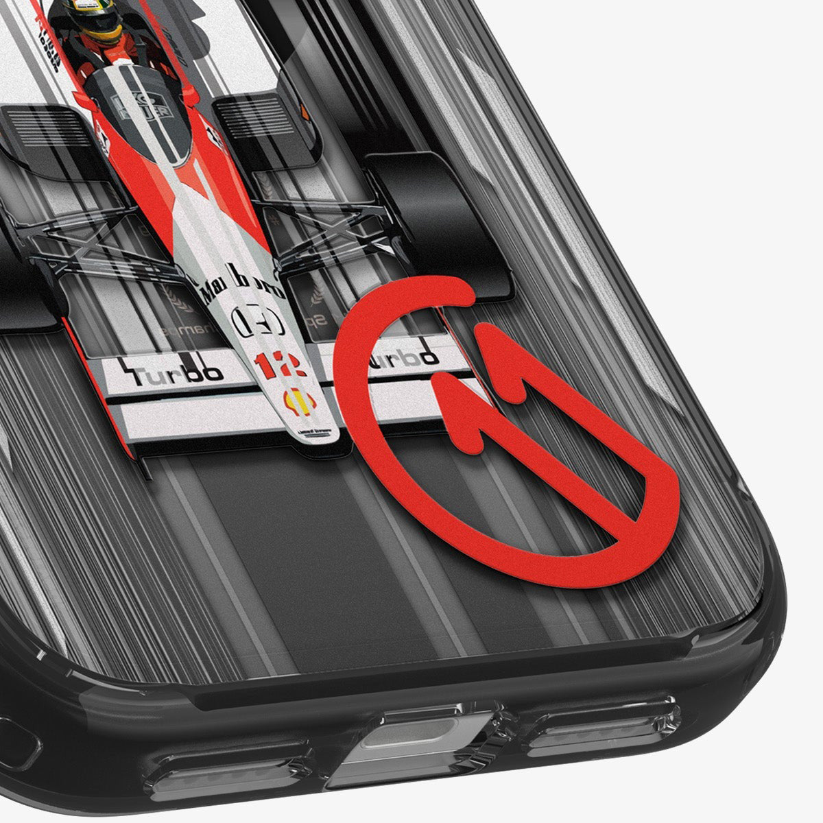 Handyhülle für iPhone 17 Pro, Spigen Ultra Hybrid T Mag (CC) mit MagSafe, Grau-Gemustert (C11 Turbo)