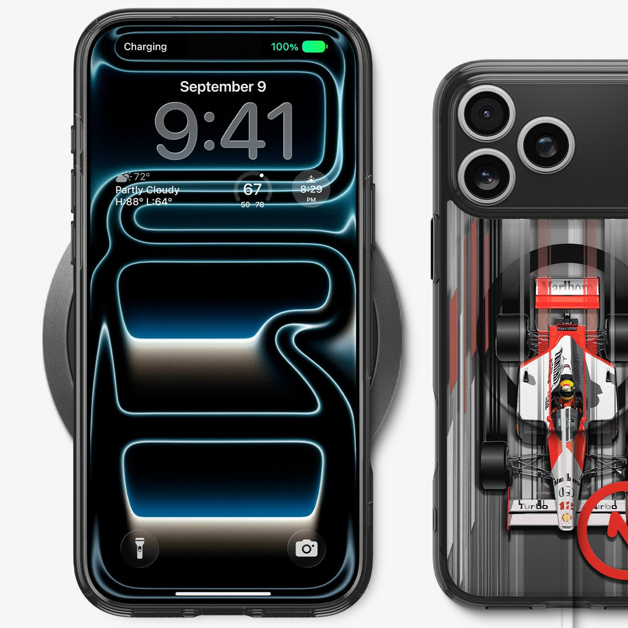 Handyhülle für iPhone 17 Pro, Spigen Ultra Hybrid T Mag (CC) mit MagSafe, Grau-Gemustert (C11 Turbo)