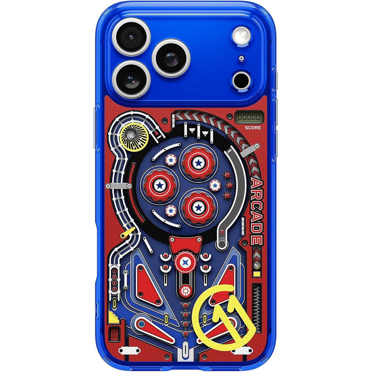 Handyhülle für iPhone 17 Pro Max, Spigen Ultra Hybrid T Mag (CC) mit MagSafe, Blau-Gemustert (C11 Arcade)