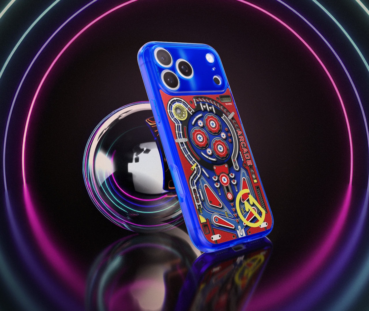 Handyhülle für iPhone 17 Pro Max, Spigen Ultra Hybrid T Mag (CC) mit MagSafe, Blau-Gemustert (C11 Arcade)