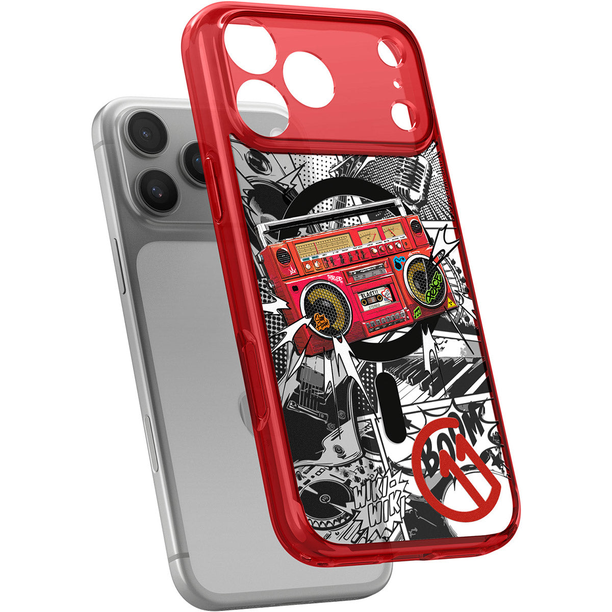 Handyhülle für iPhone 17 Pro Max, Spigen Ultra Hybrid T Mag (CC) mit MagSafe, Rot-Gemustert (C11 Blast)