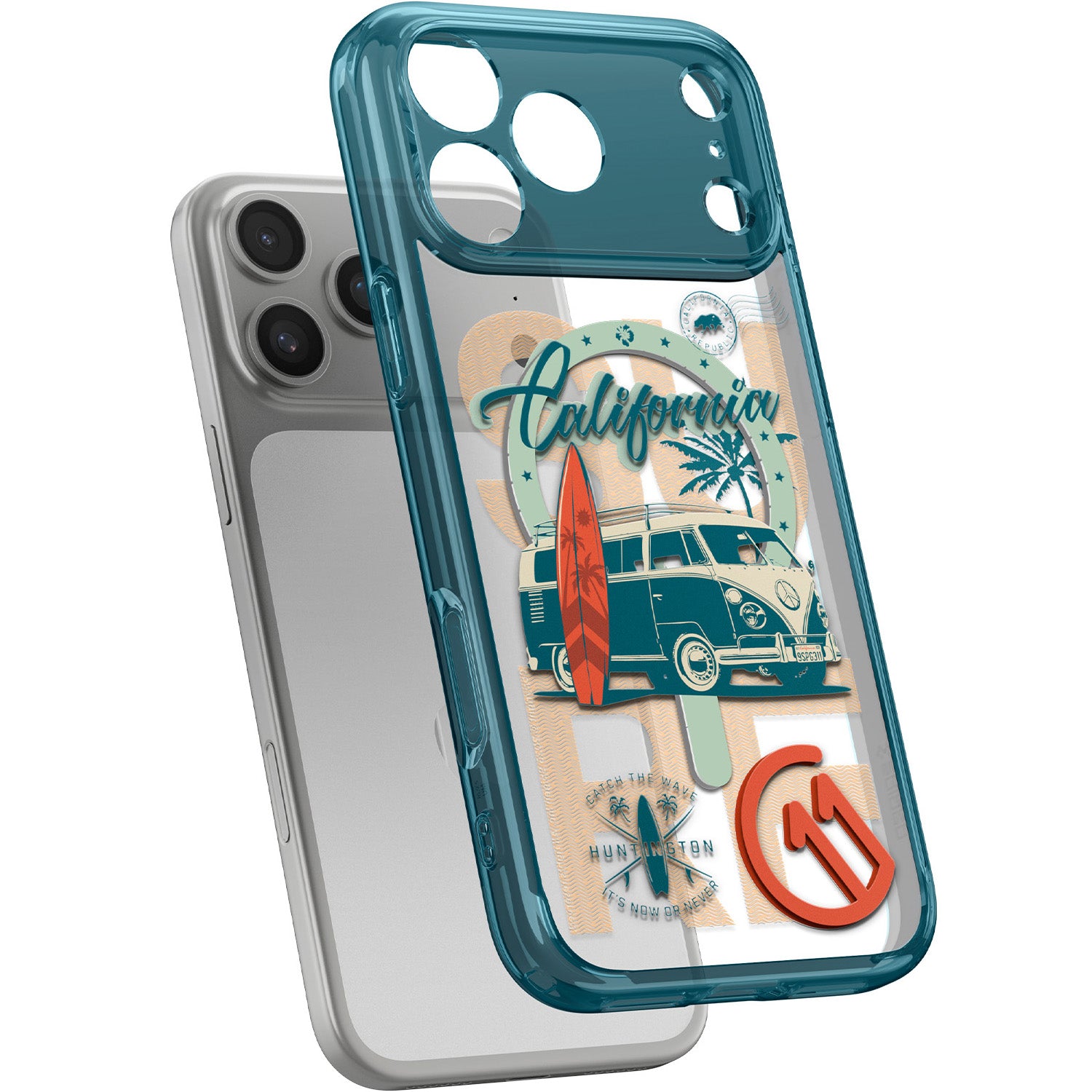 Handyhülle für iPhone 17 Pro Max, Spigen Ultra Hybrid T Mag (CC) mit MagSafe, Türkis-Gemustert (C11 Huntington)