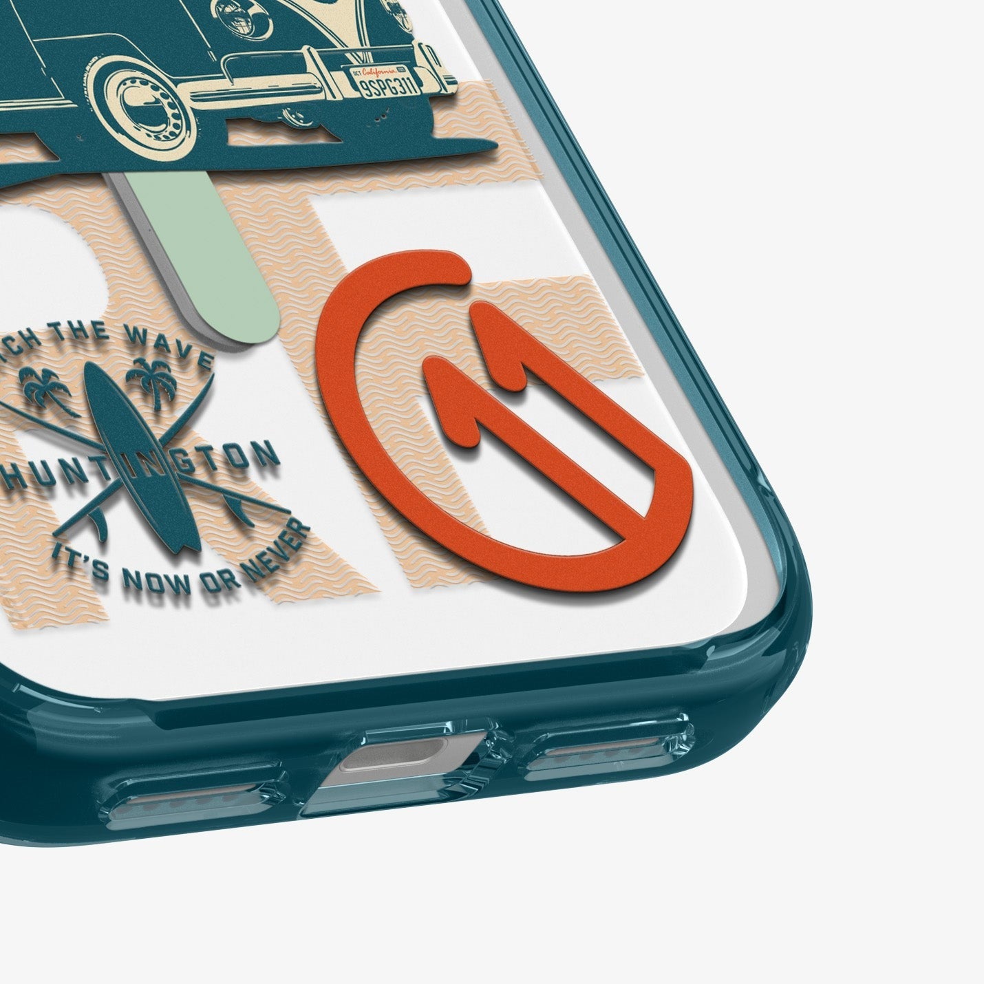 Handyhülle für iPhone 17 Pro Max, Spigen Ultra Hybrid T Mag (CC) mit MagSafe, Türkis-Gemustert (C11 Huntington)
