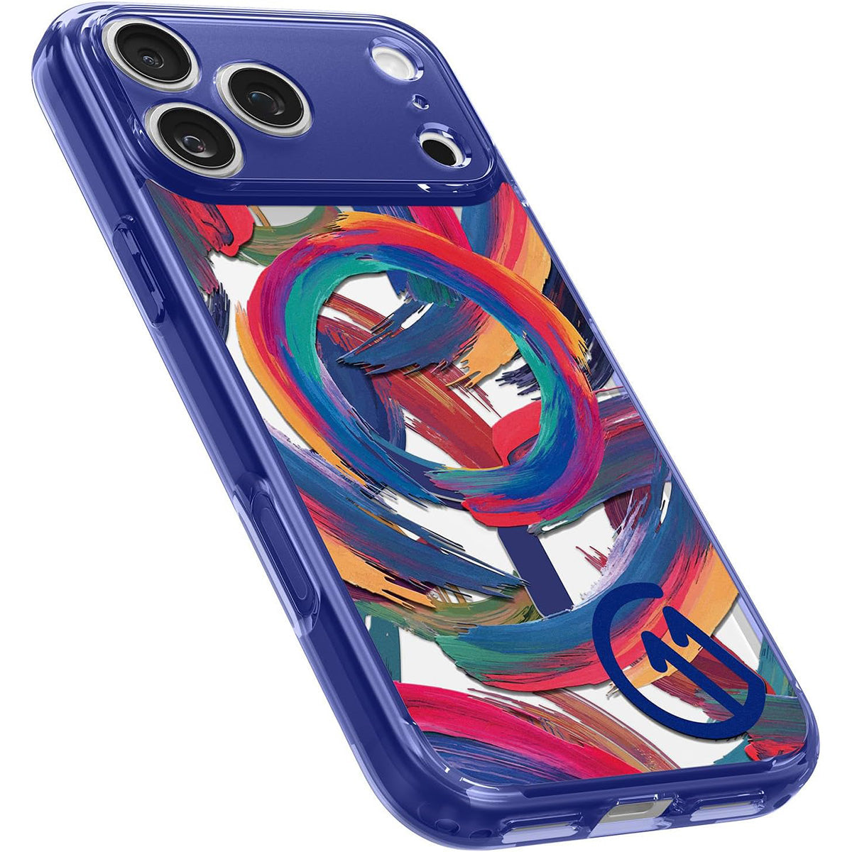 Handyhülle für iPhone 17 Pro Max, Spigen Ultra Hybrid T Mag (CC) mit MagSafe, Blau-Gemustert (C11 Palette)