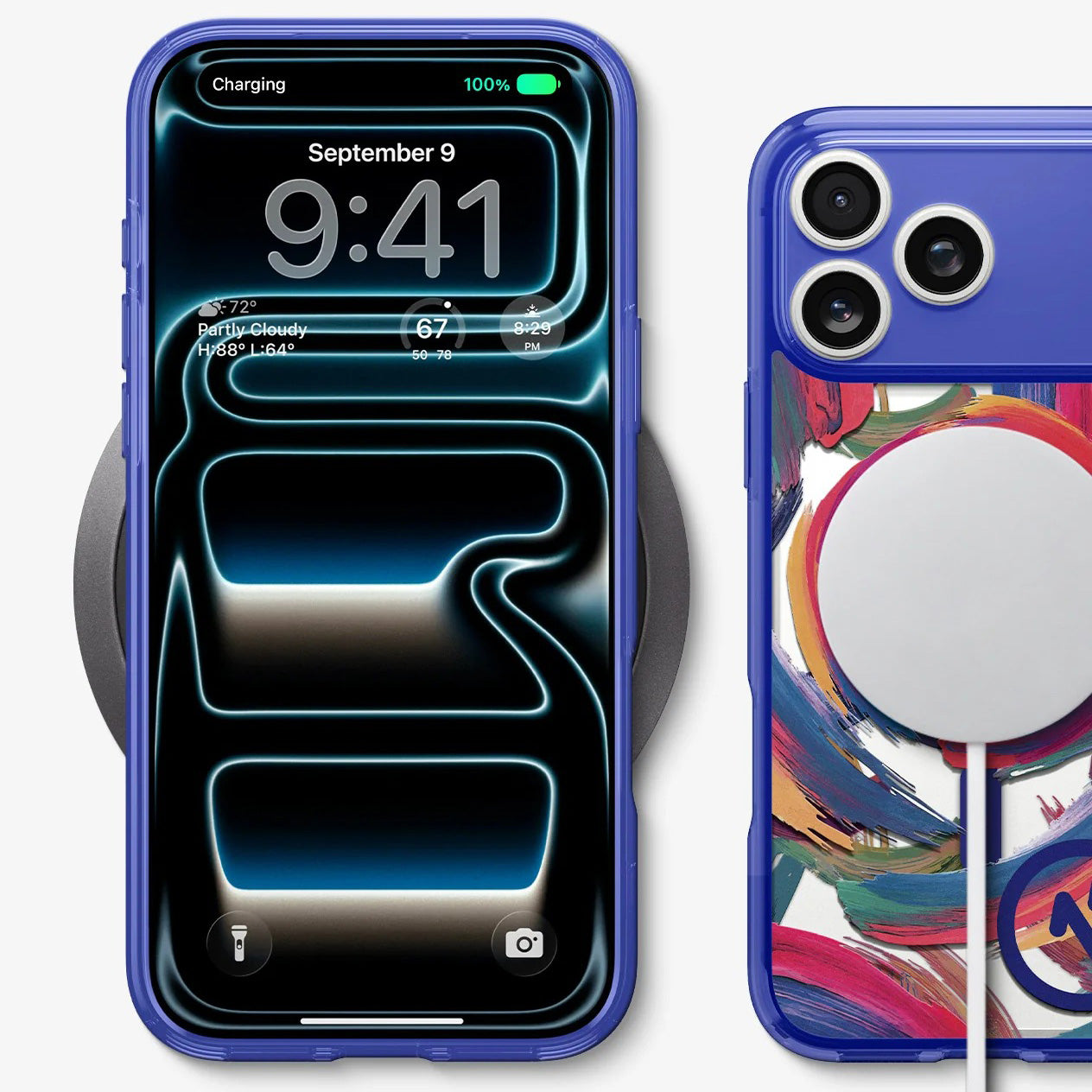 Handyhülle für iPhone 17 Pro Max, Spigen Ultra Hybrid T Mag (CC) mit MagSafe, Blau-Gemustert (C11 Palette)