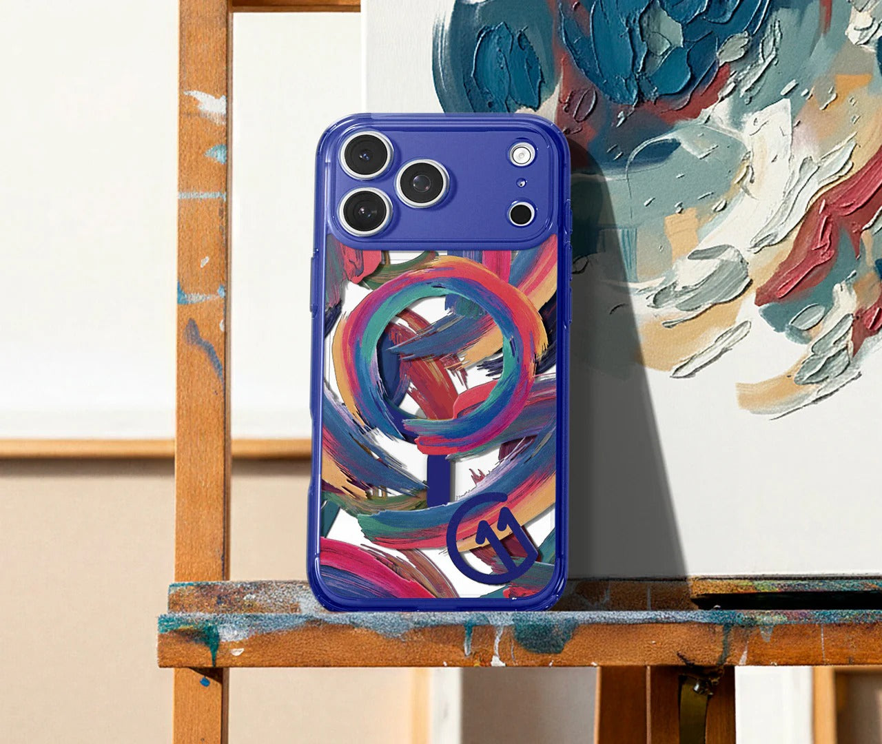 Handyhülle für iPhone 17 Pro Max, Spigen Ultra Hybrid T Mag (CC) mit MagSafe, Blau-Gemustert (C11 Palette)