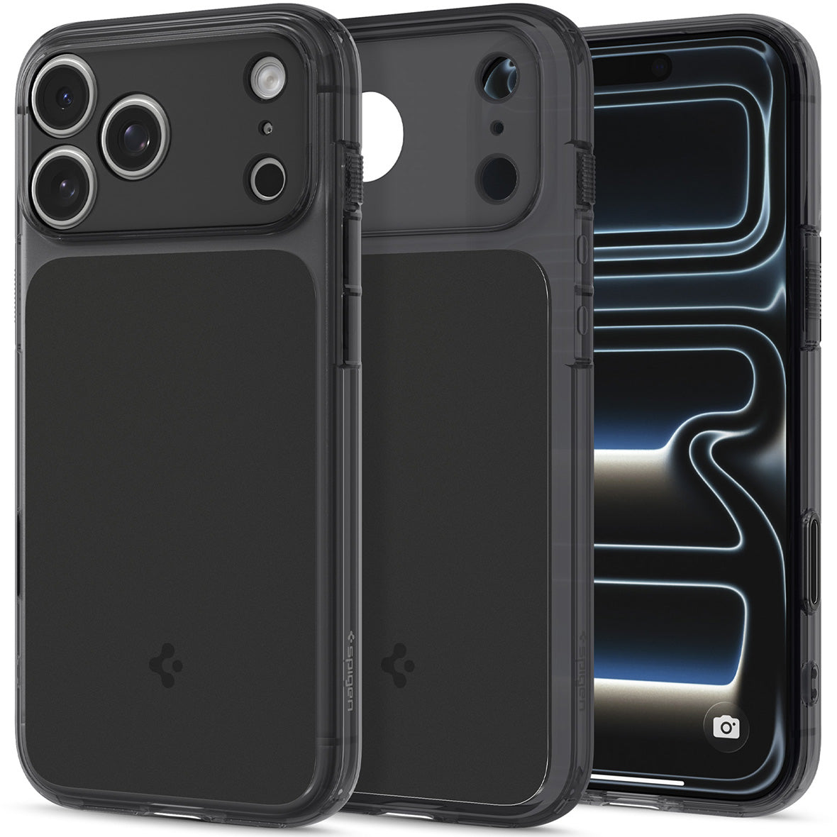 Handyhülle für iPhone 18 Pro, Spigen Ultra Hybrid T Mag (CC) mit MagSafe, Rauchfarben-Schwarz (1/15)