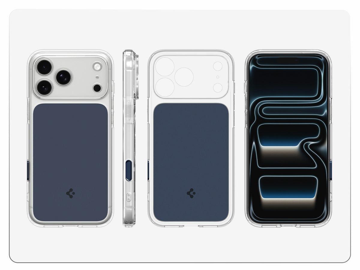 Handyhülle für iPhone 18 Pro, Spigen Ultra Hybrid T Mag (CC) mit MagSafe, Transparent-Dunkelblau (3/15)