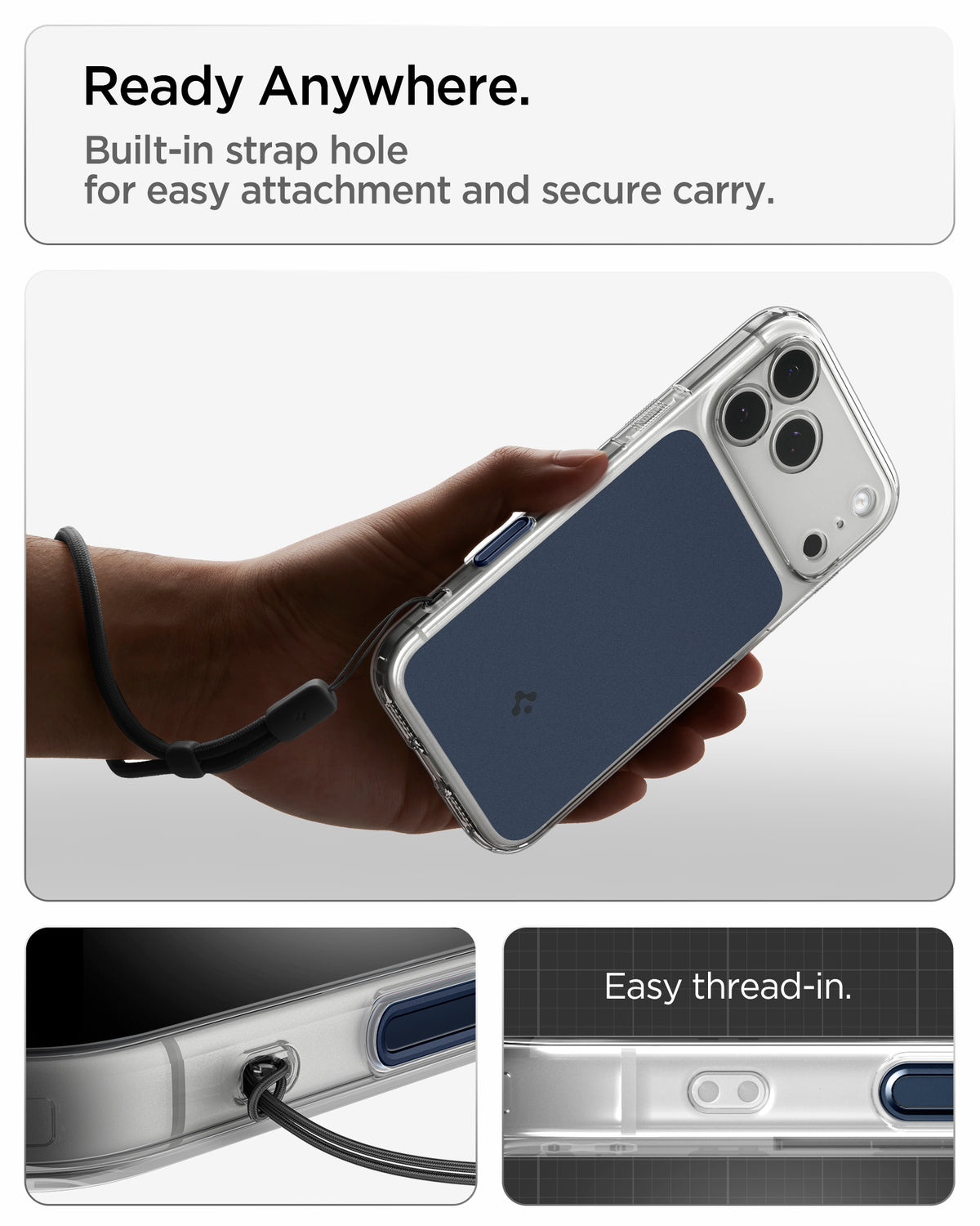 Handyhülle für iPhone 18 Pro, Spigen Ultra Hybrid T Mag (CC) mit MagSafe, Transparent-Dunkelblau (8/15)