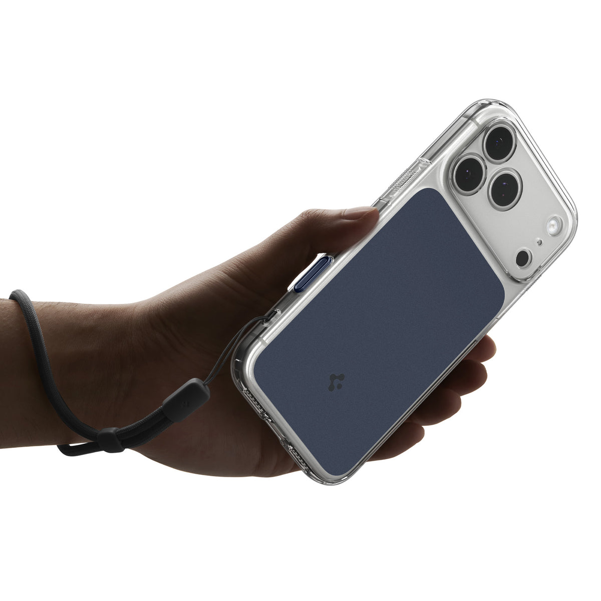Handyhülle für iPhone 18 Pro, Spigen Ultra Hybrid T Mag (CC) mit MagSafe, Transparent-Dunkelblau (13/15)