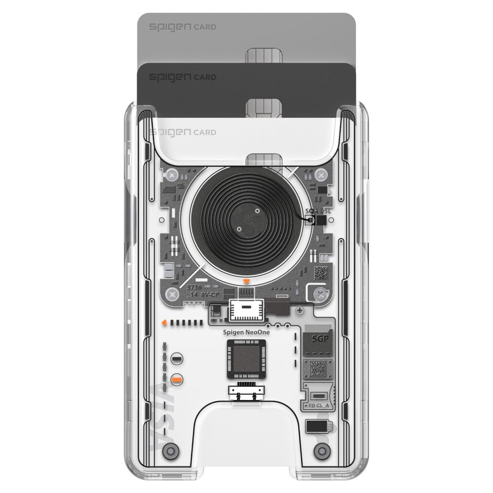 Kartenetui mit MagSafe, Spigen Ultra Hybrid Mag Wallet, Schwarz-Transparent (NeoOne)