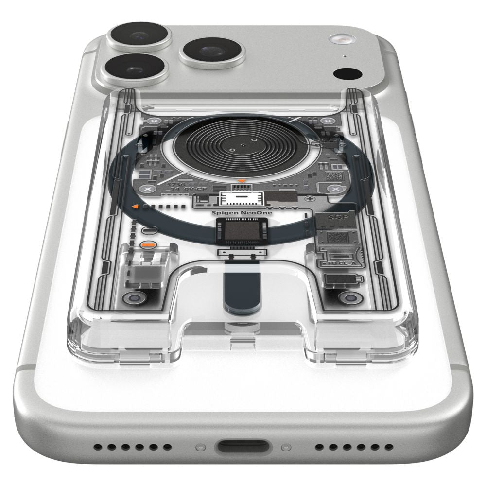 Kartenetui mit MagSafe, Spigen Ultra Hybrid Mag Wallet, Schwarz-Transparent (NeoOne)