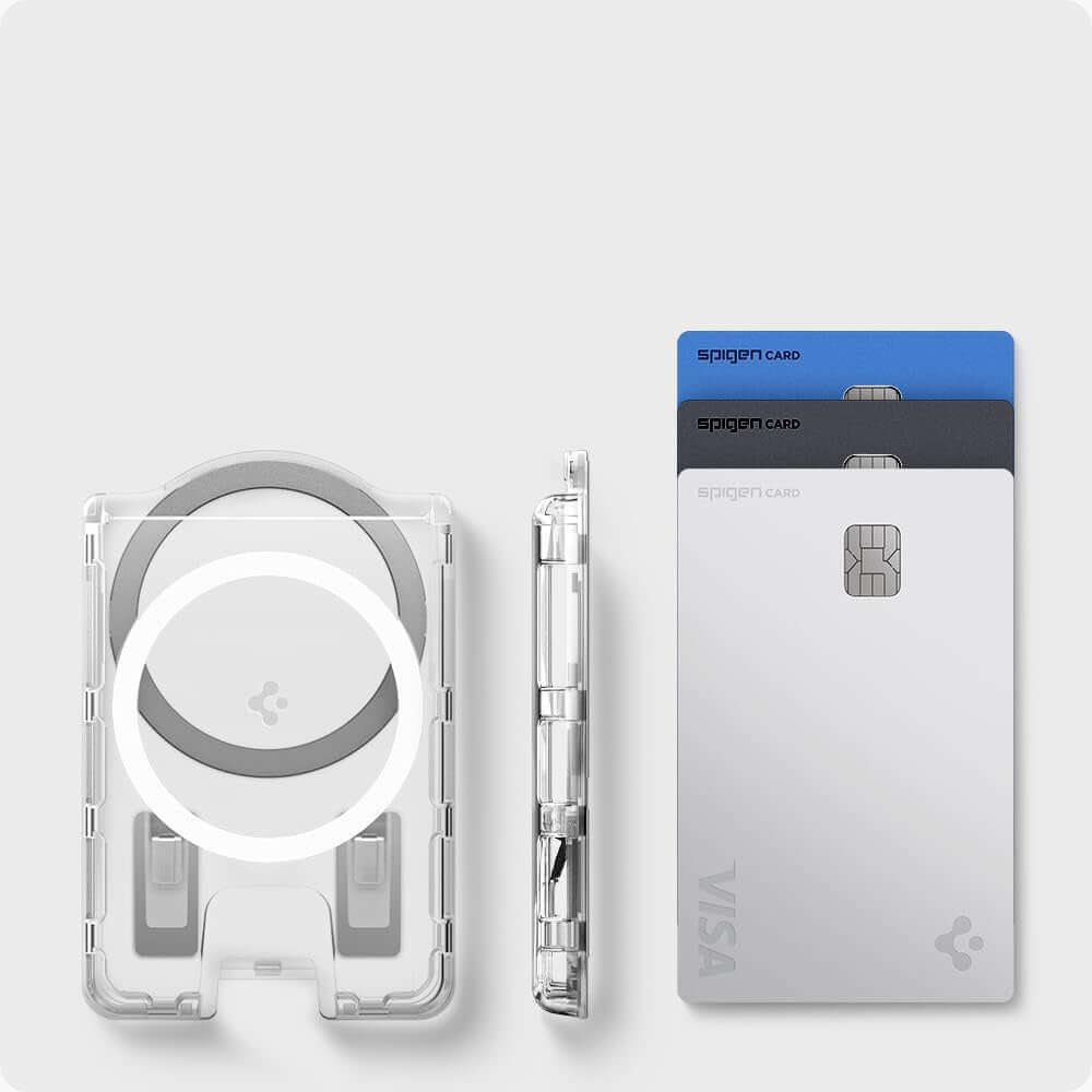 Kartenetui mit MagSafe für die Galaxy S25-Serie, Spigen Ultra Hybrid Wallet MagFit Plus, Transparent