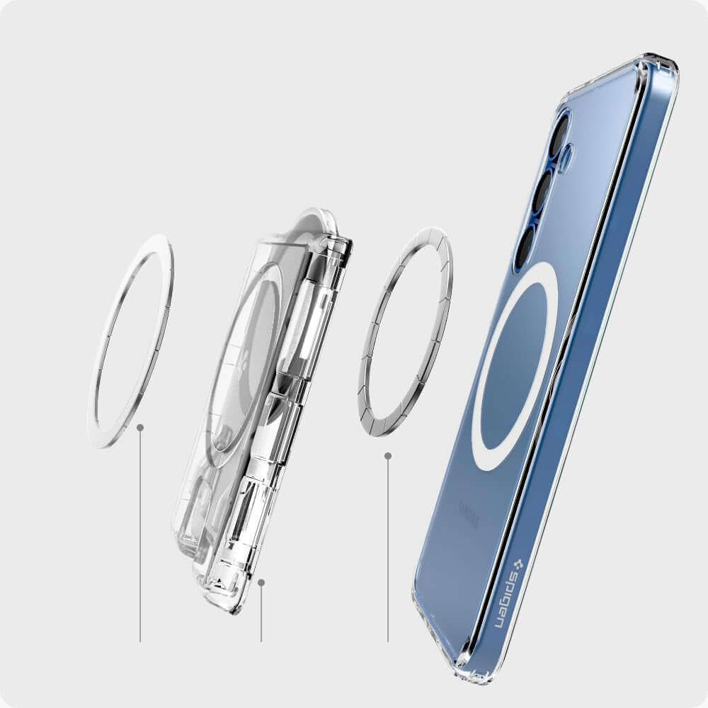 Kartenetui mit MagSafe für die Galaxy S25-Serie, Spigen Ultra Hybrid Wallet MagFit Plus, Transparent