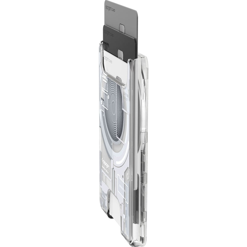Kartenetui mit MagSafe, Spigen Ultra Hybrid Mag Wallet, Weiß-Grau (Zero One)