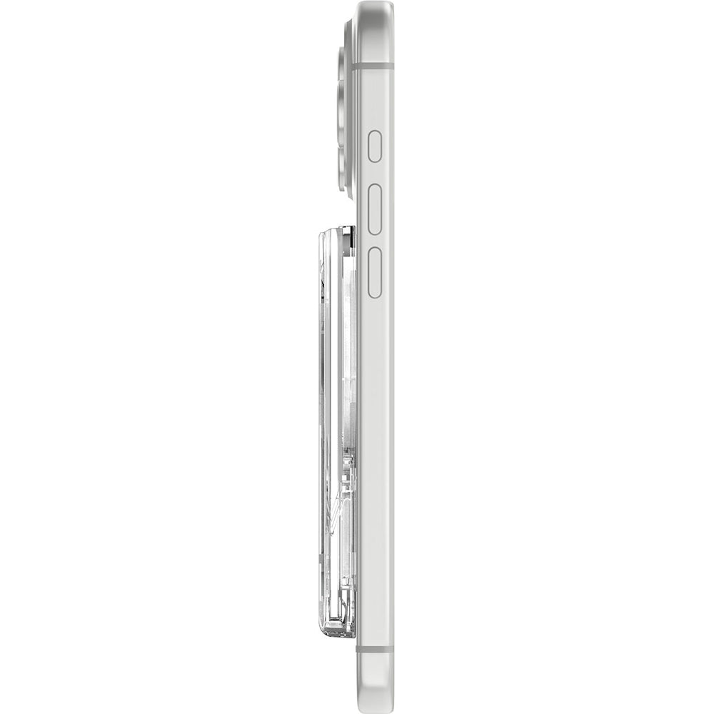 Kartenetui mit MagSafe, Spigen Ultra Hybrid Mag Wallet, Weiß-Grau (Zero One)