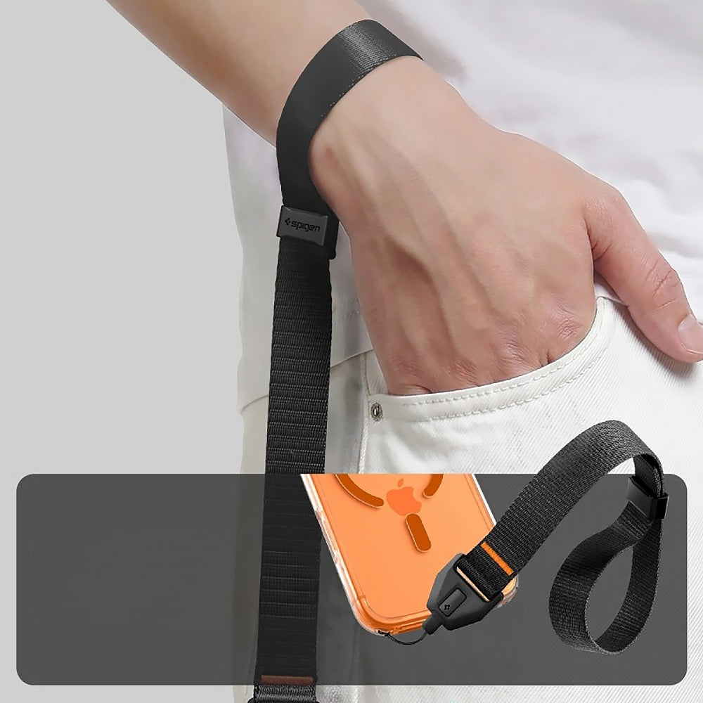 Handgelenkband für das Handy, Spigen Lanyard Strap Wrist, Schwarz