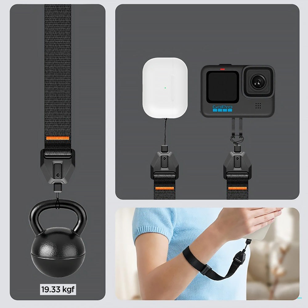 Handgelenkband für das Handy, Spigen Lanyard Strap Wrist, Schwarz