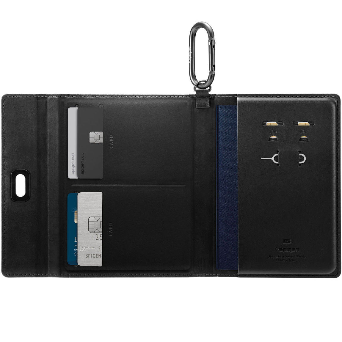 RFID-Brieftasche, Karten-/Passport-/AirTag-/Dokumentenetui, Spigen Universal Passport Holder AirTag, Schwarz