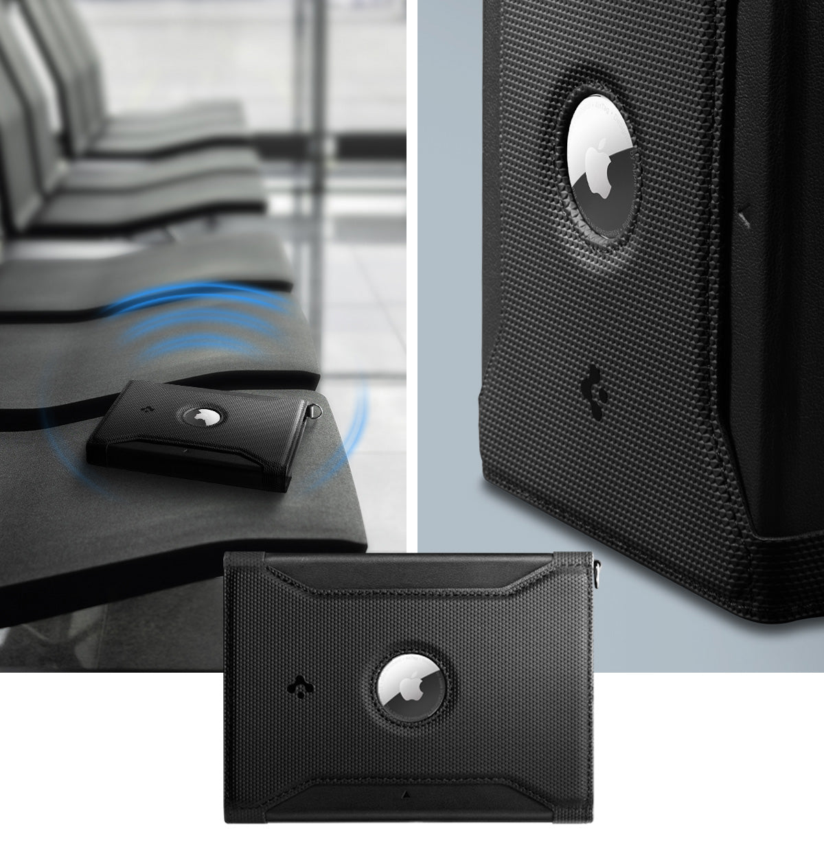 RFID-Brieftasche, Karten-/Passport-/AirTag-/Dokumentenetui, Spigen Universal Passport Holder AirTag, Schwarz