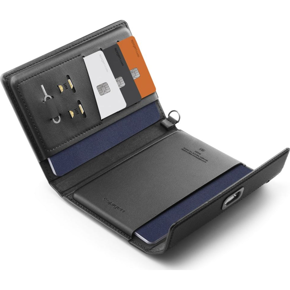 RFID-Brieftasche, Karten-/Passport-/Dokumentenetui, Spigen Universal Passport Holder with MagSafe Wallet, Schwarz