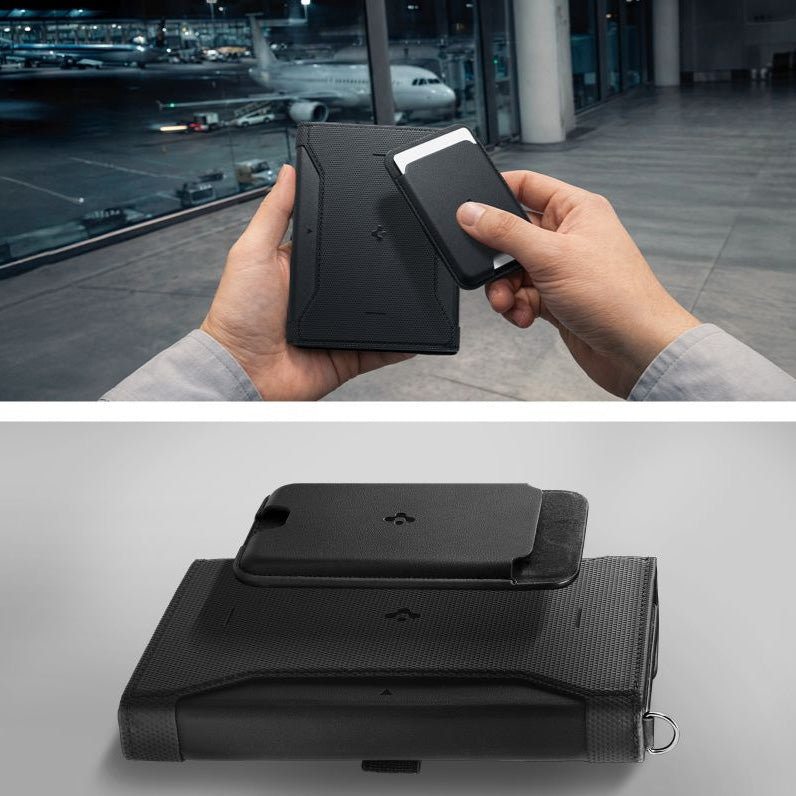 RFID-Brieftasche, Karten-/Passport-/Dokumentenetui, Spigen Universal Passport Holder with MagSafe Wallet, Schwarz