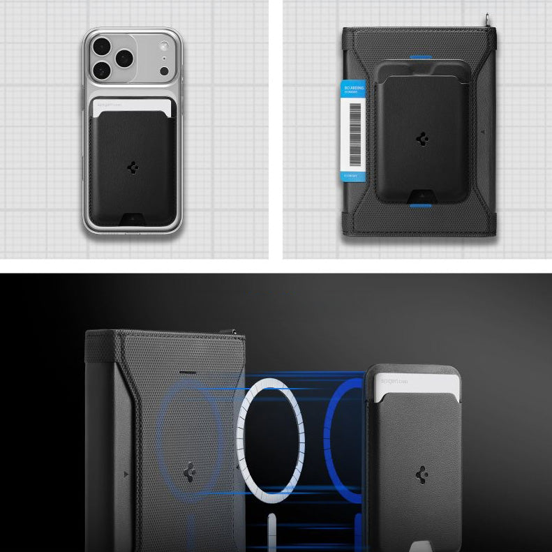 RFID-Brieftasche, Karten-/Passport-/Dokumentenetui, Spigen Universal Passport Holder with MagSafe Wallet, Schwarz