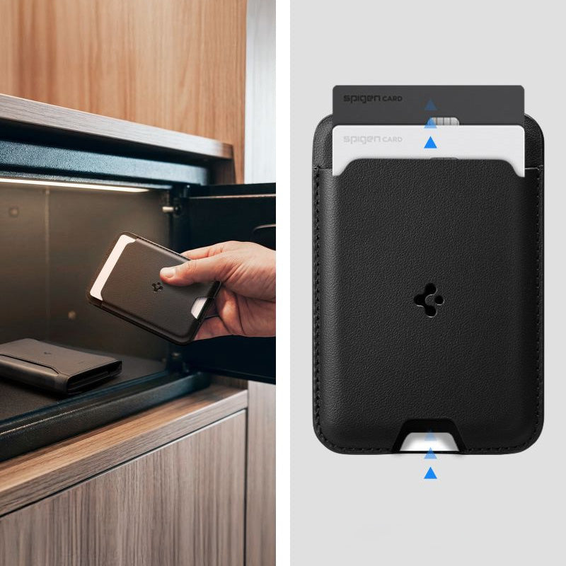 RFID-Brieftasche, Karten-/Passport-/Dokumentenetui, Spigen Universal Passport Holder with MagSafe Wallet, Schwarz