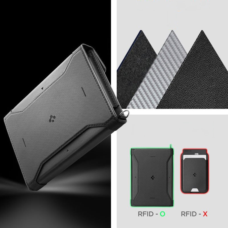 RFID-Brieftasche, Karten-/Passport-/Dokumentenetui, Spigen Universal Passport Holder with MagSafe Wallet, Schwarz