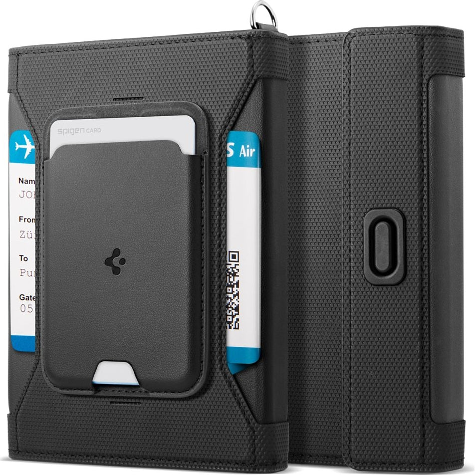 RFID-Brieftasche, Karten-/Passport-/Dokumentenetui, Spigen Universal Passport Holder with MagSafe Wallet, Schwarz