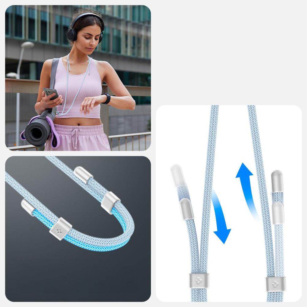 Handy-Schlüsselband, Spigen Crossbody Strap + Wrist Strap + ConTag, Blau