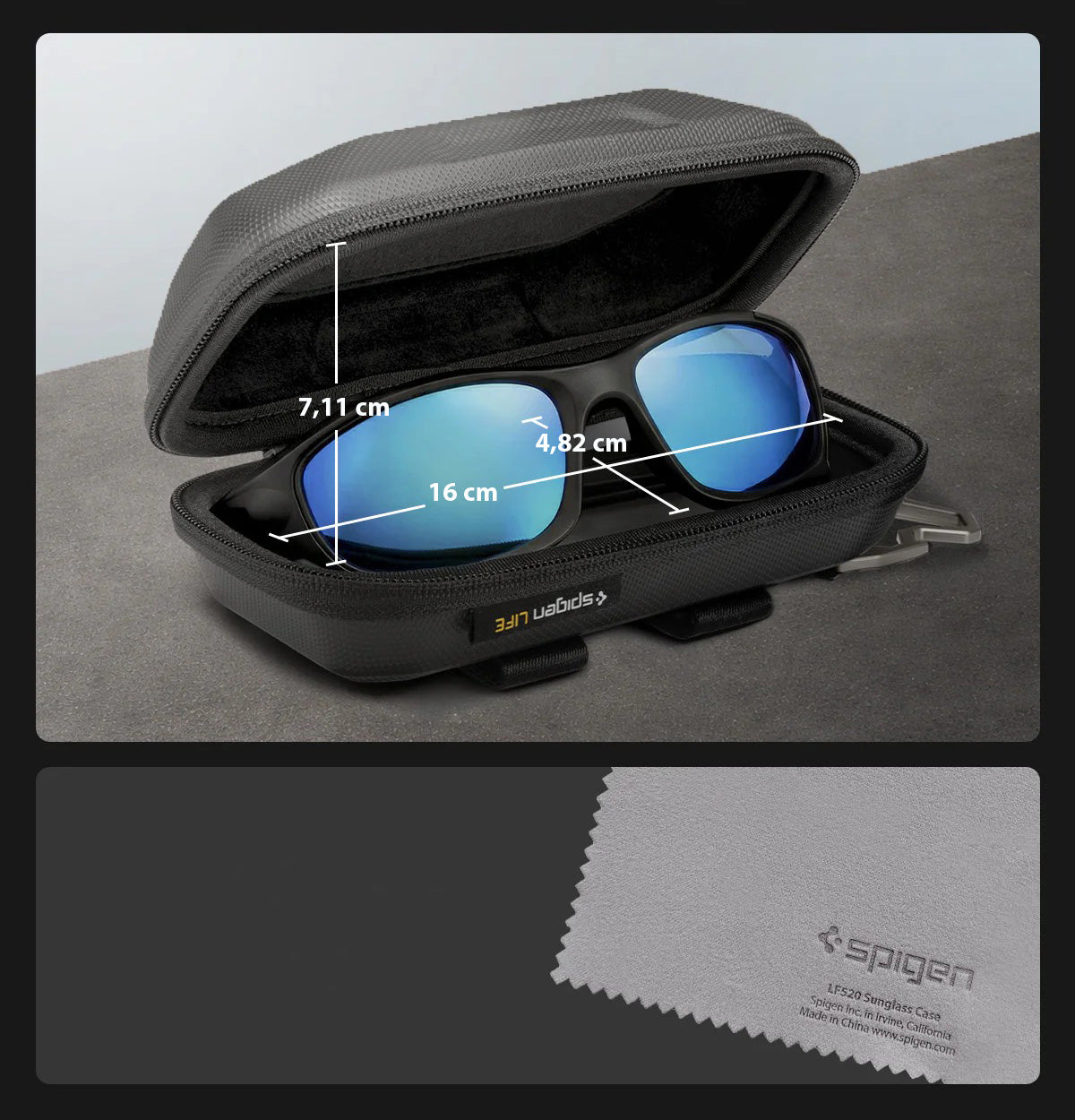 Brillenetui für Sonnenbrillen Spigen Universal Sunglass Case, Schwarz