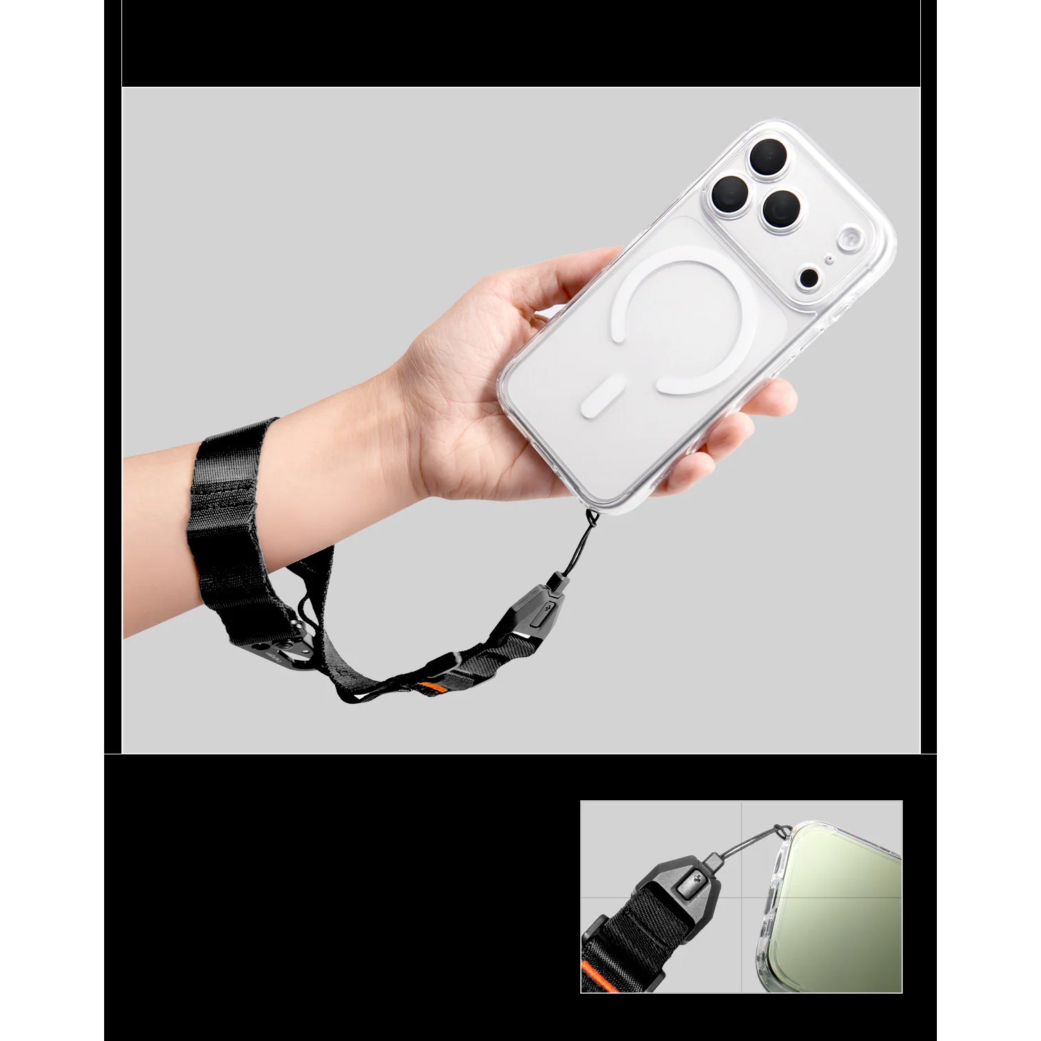 Handyband mit Handschlaufe, Spigen Lanyard DA30S, Schwarz
