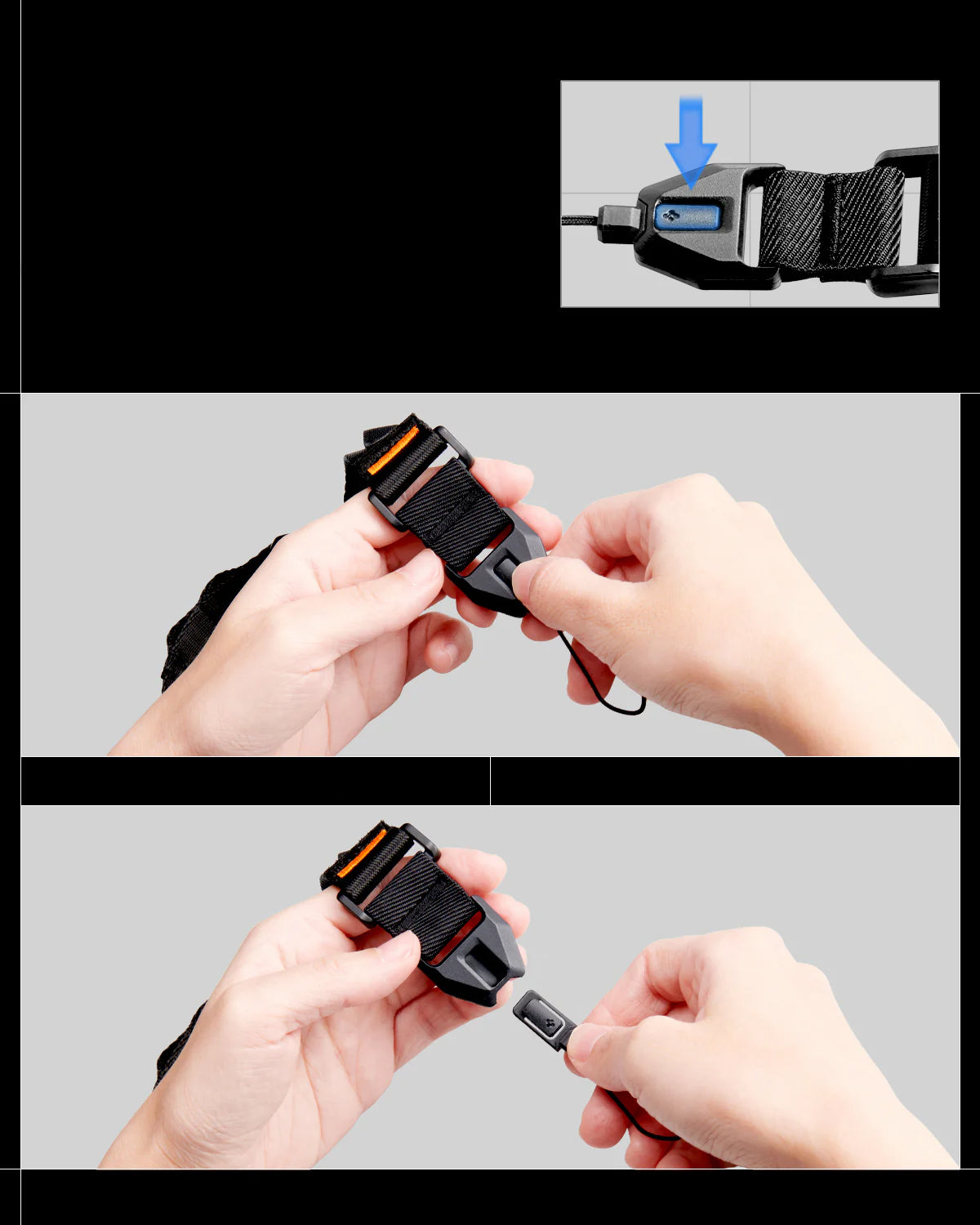 Handyband mit Handschlaufe, Spigen Lanyard DA30S, Schwarz