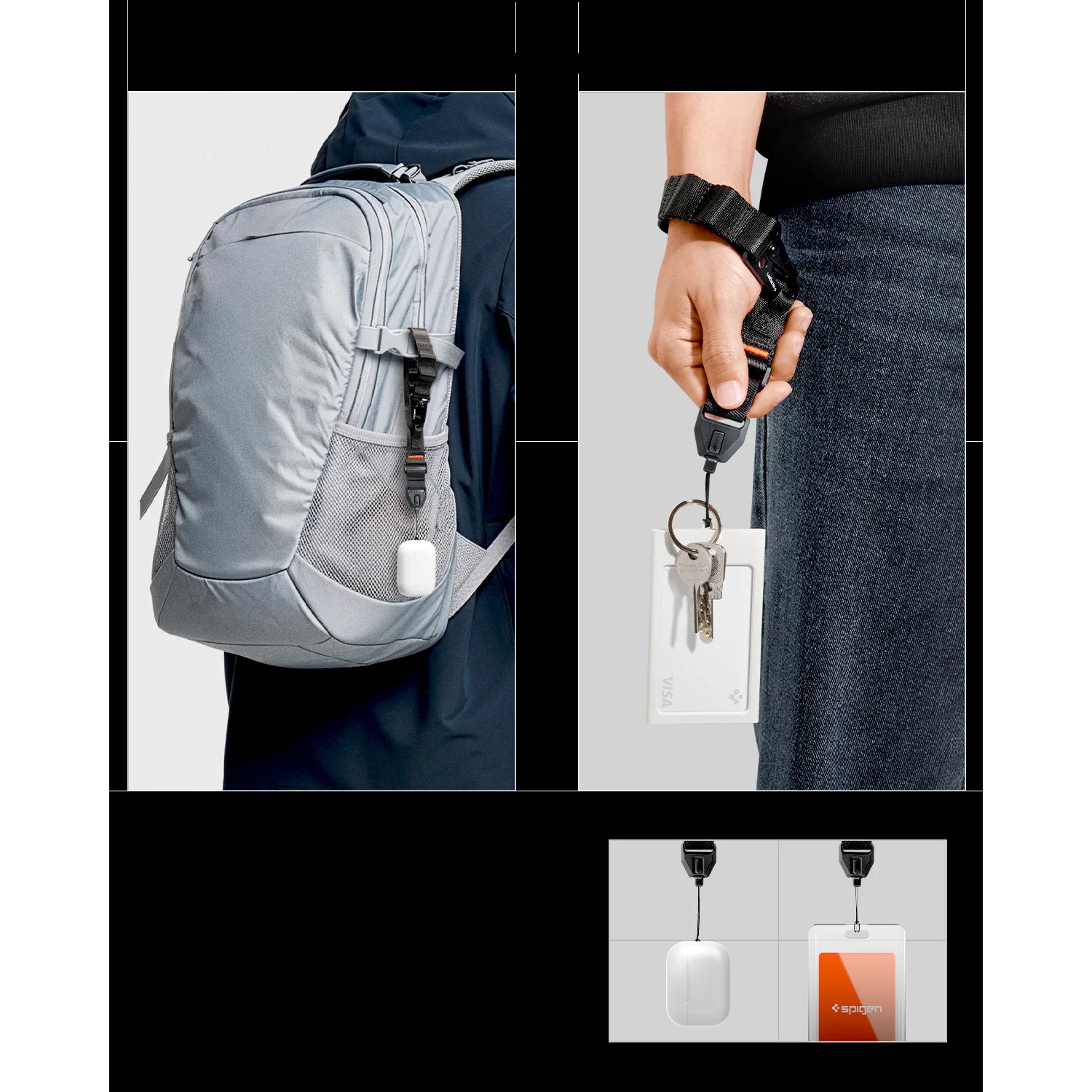 Handyband mit Handschlaufe, Spigen Lanyard DA30S, Schwarz