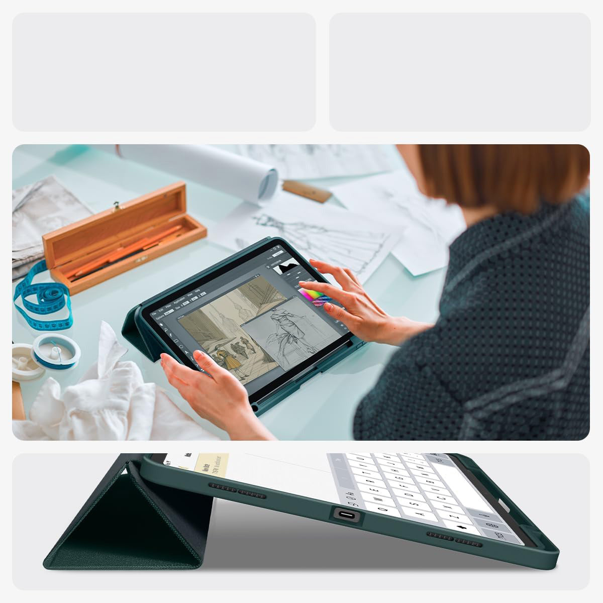 Schutzhülle für iPad Air 13" M4/M3/M2, Spigen Urban Fit, Grün