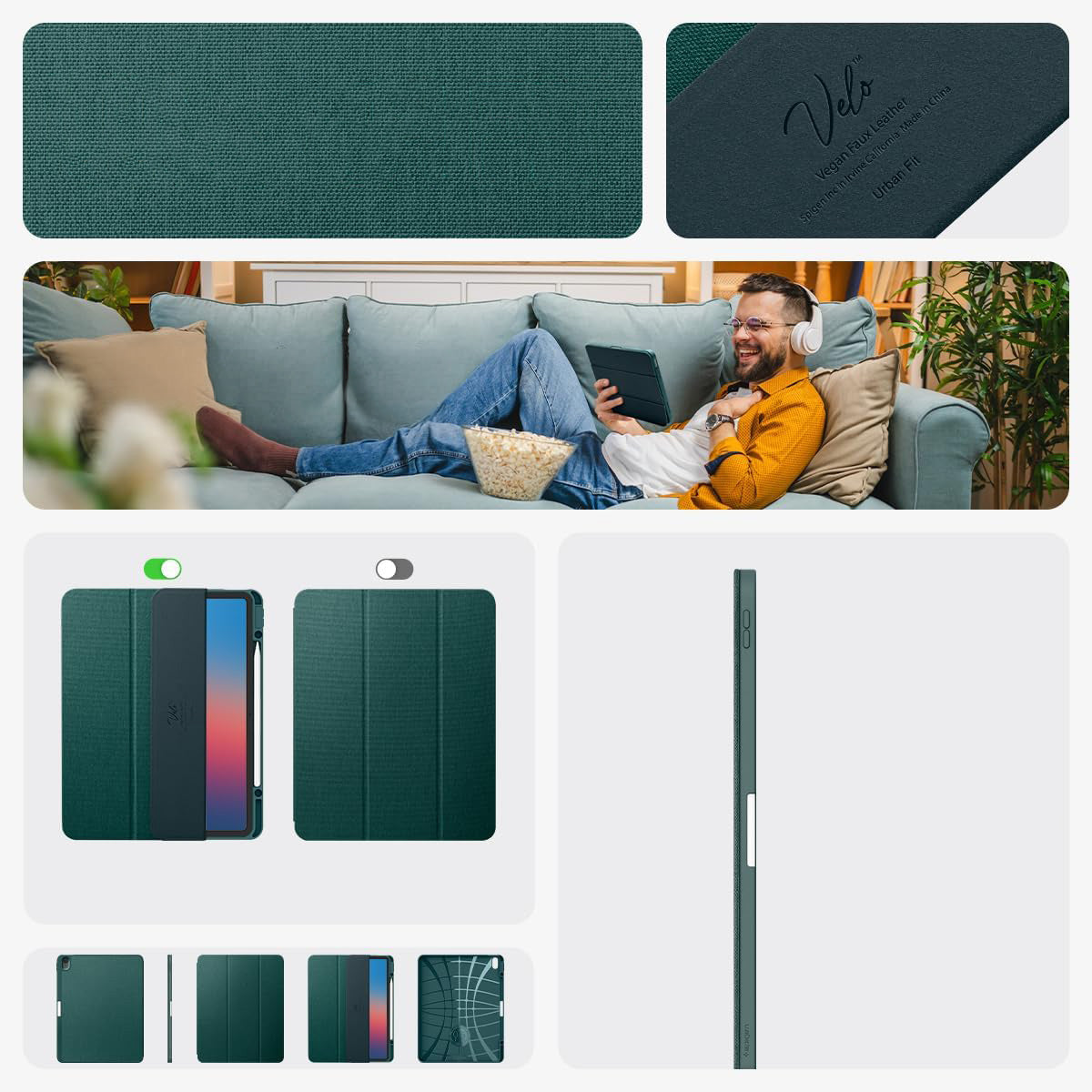 Schutzhülle für iPad Air 13" M4/M3/M2, Spigen Urban Fit, Grün