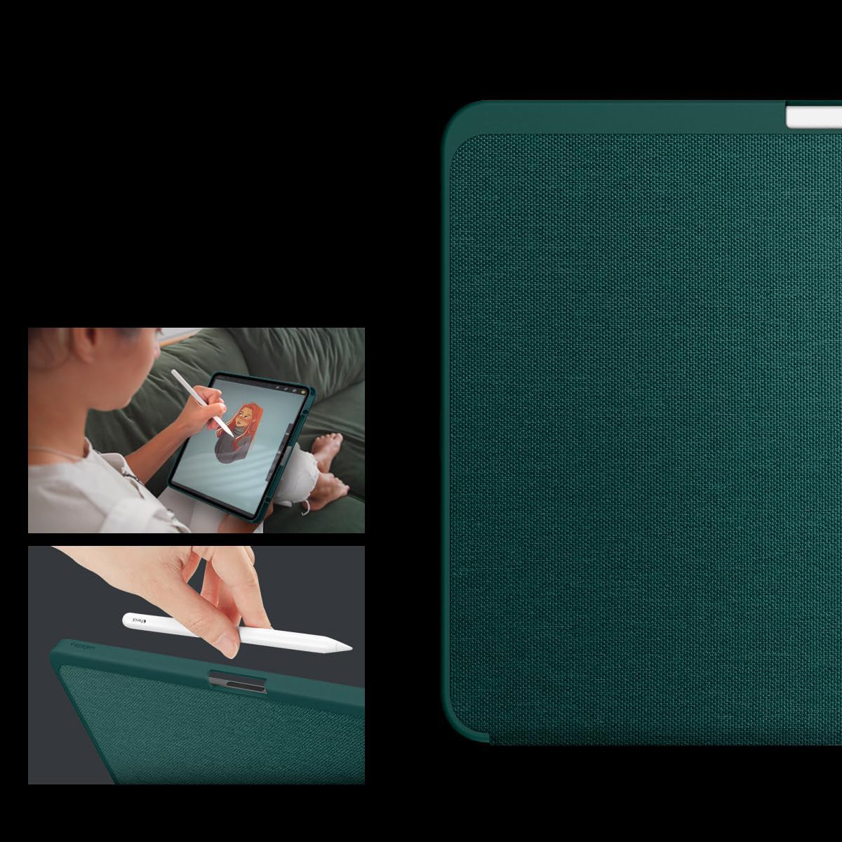 Schutzhülle für iPad Pro 13" 7 gen. 2024, Spigen Urban Fit, Grün