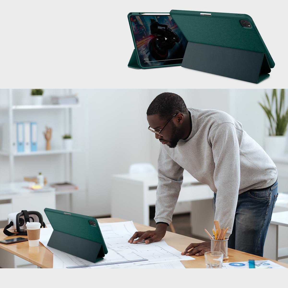 Schutzhülle für iPad Pro 13" 7 gen. 2024, Spigen Urban Fit, Grün
