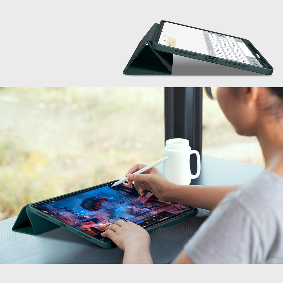 Schutzhülle für iPad Pro 13" 7 gen. 2024, Spigen Urban Fit, Grün