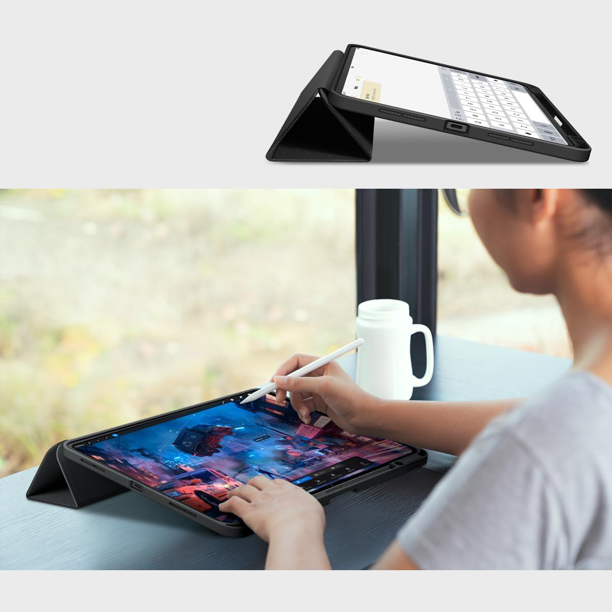 Schutzhülle für iPad Pro 13" 7 gen. 2024, Spigen Urban Fit, Schwarz